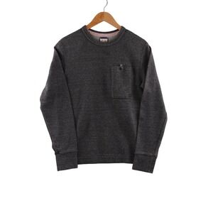 Relwen Mens Charcoal Grey Cotton Crewneck Sweatshirt Pocket Small